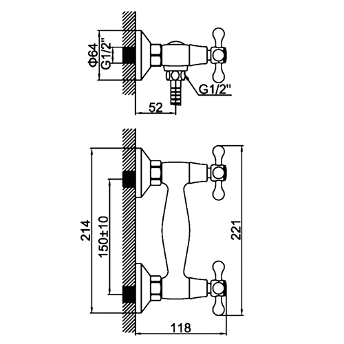 Смеситель для душа LEDEME 2008 керам. , 1/10