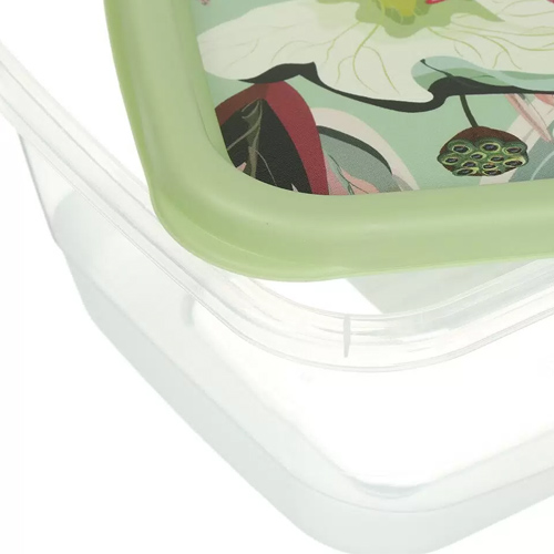Контейнер для продуктов 0.5 л Homver 222132018/08, с декором, прямоугольный, зеленый