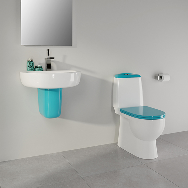 Унитаз-компакт, Best Comfort Sea,  а/вспл, гор, ниж, 2кн.Oliveira, бирюз дюро м/лифт, clip up, S Luxe