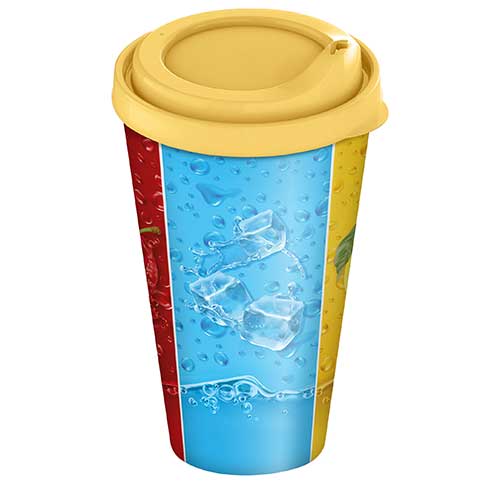 Стакан с крышкой 550 мл Homver 223112990/00, с декором Фрукты и лед, микс