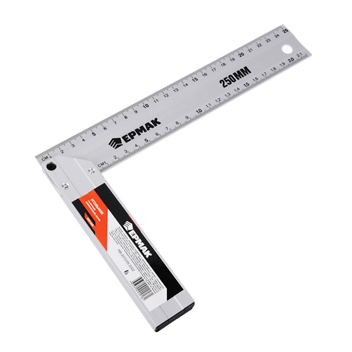 Угольник столярный алюминиевый литой 250мм ЕРМАК, 1/60