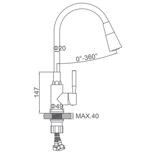 Смеситель для кухни LEDEME с силиконовым изливом, чёрный+хром L4199-2, 1/10