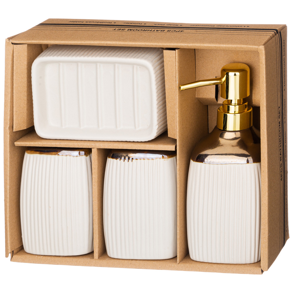 НАБОР ДЛЯ ВАННОЙ КОМНАТЫ 4 ПР., КОР=12НАБ. 400 МЛ 7, 6*7, 6*17СМ