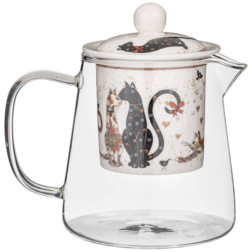 ЧАЙНИК СТЕКЛЯННЫЙ С СИТОМ LEFARD, ПАРИЖСКИЕ КОТЫ, 400 МЛ, КОР=36ШТ.