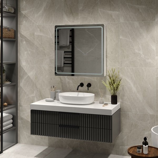 Зеркальный шкаф MIXLINE, Симпл, 700*700, ШВ универсальный, механический выкл., светодиодная подсветк