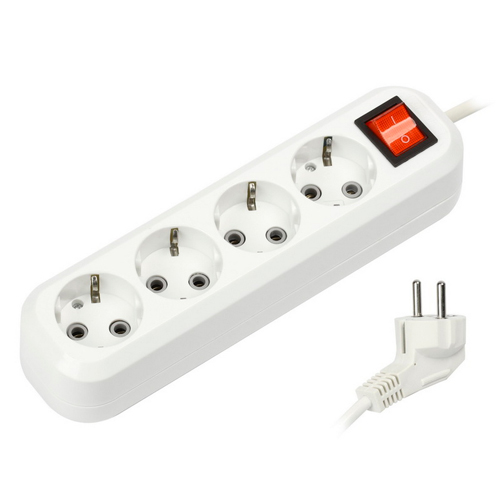 Удлинитель 4-местн 3 м с заземлением с выключателем Smartbuy 16А/3,5кВт ПВС 3х1 мм², 1/35