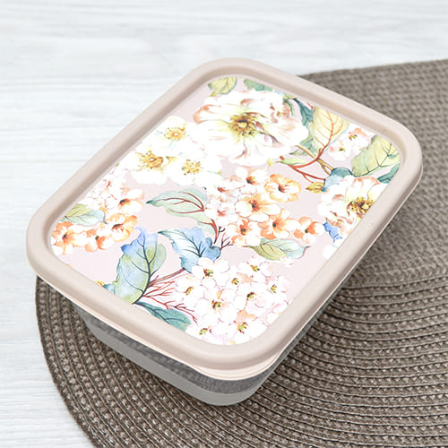 Контейнер для продуктов 0.85 л Homver 221160627/06, с декором, прямоугольный бежевый