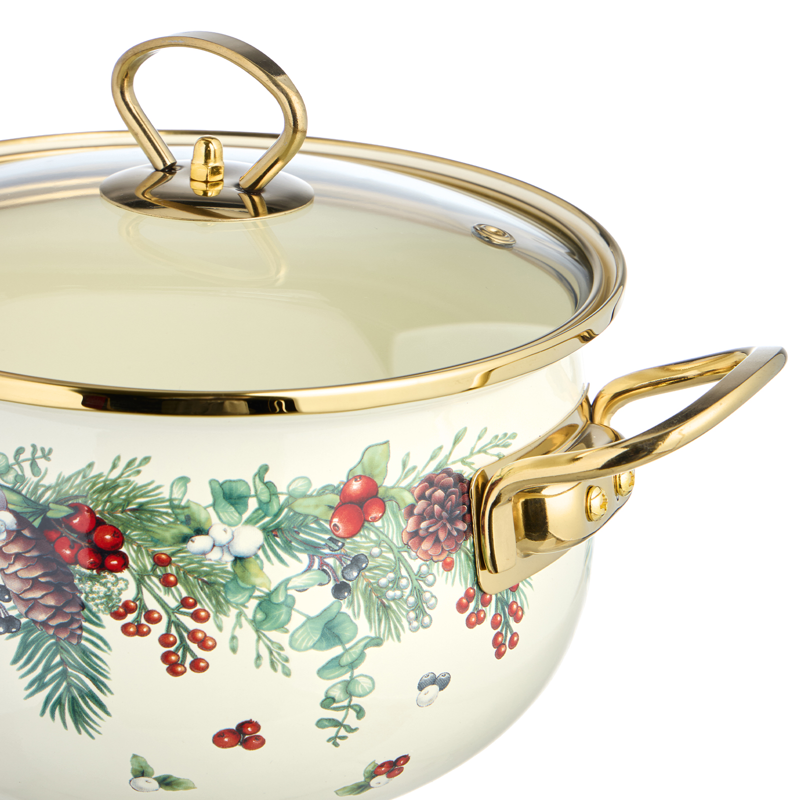 КАСТРЮЛЯ ЭМАЛИРОВАННАЯ AGNESS СО СТЕКЛЯННОЙ КРЫШКОЙ СЕРИЯ, CELEBRATION,  2.8 Л, 20*12 СМ