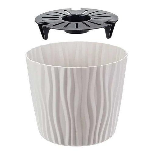 Горшок для цветов Волна d-200мм 4л с вкладышем, кремовый, 1/16