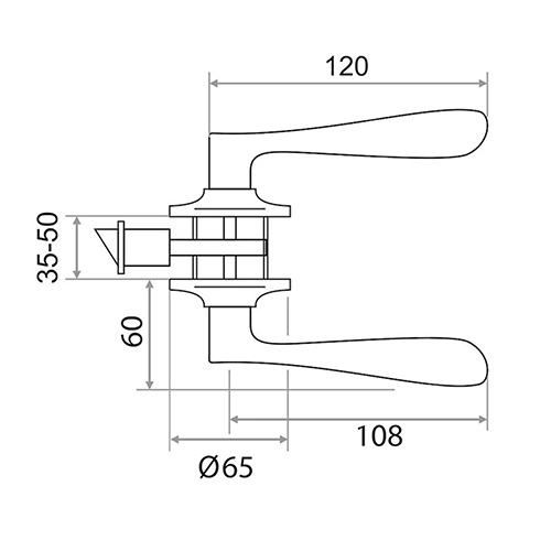 Ручка защелка ЗВ2-01 Trodos, никель, 1/24