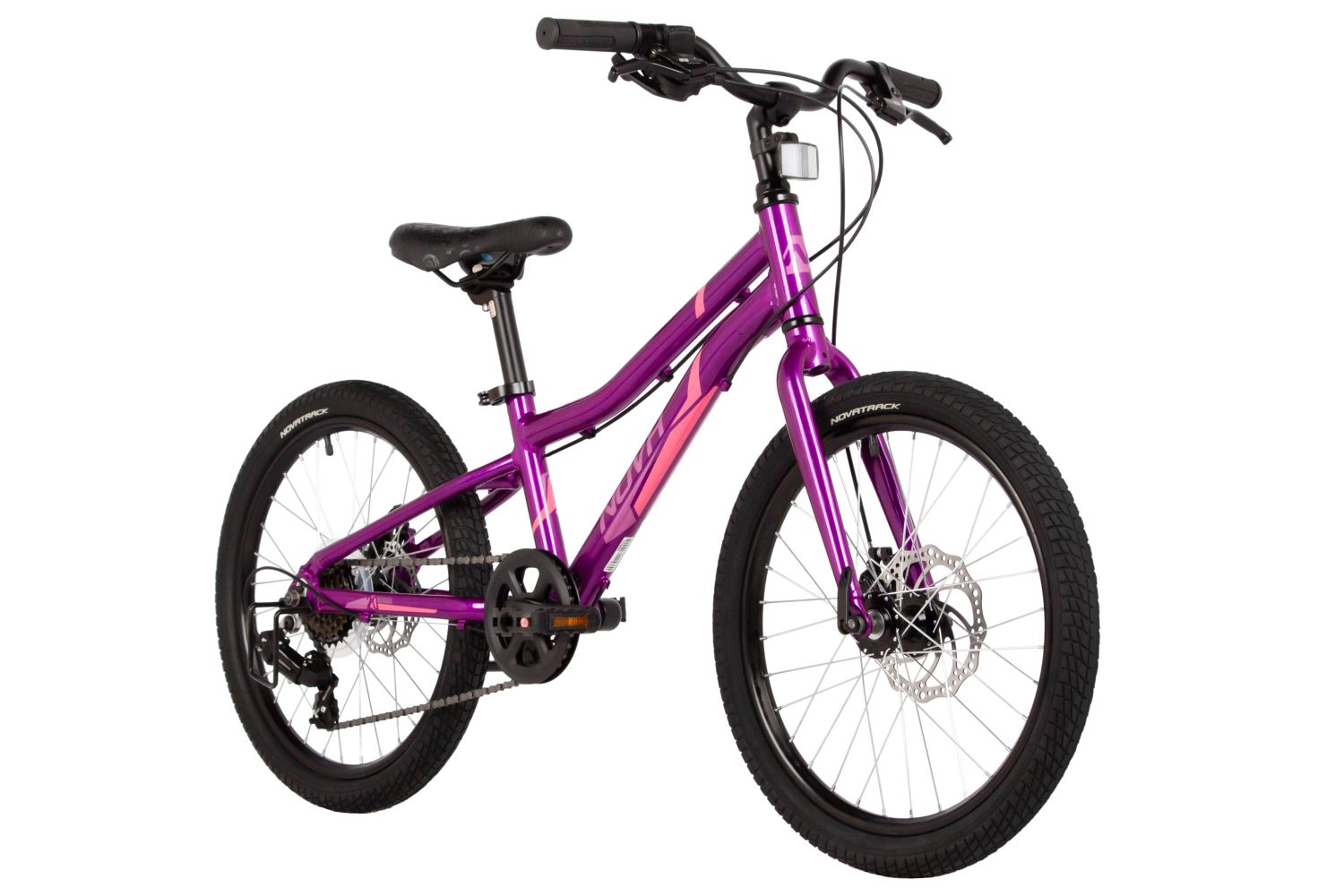 Велосипед NOVATRACK 20, NOVARA, алюм., фиолетовый, 6-скор, Shimano/Microshift диск.тормоз STG