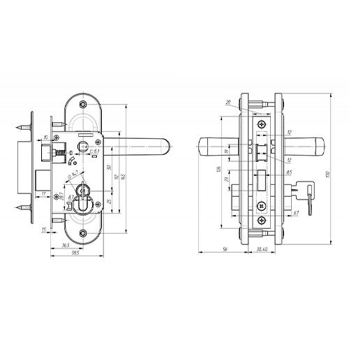 Замок врезной ЗВ 4-50. 02 ЗЕНИТ, серебро, 1/15
