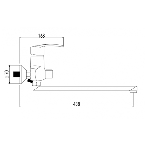 Смеситель для ванны DIKALAN D2206 длинный излив, 1/12