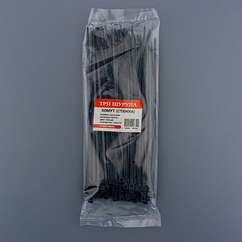 Хомут, стяжка, 200х3,6 нейлон черный 100шт/уп, 1/250