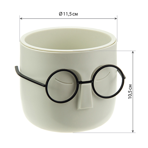 Кашпо 0.65 л IDEA СТИВ М 3079, 115 мм, со вставкой, белый ротанг