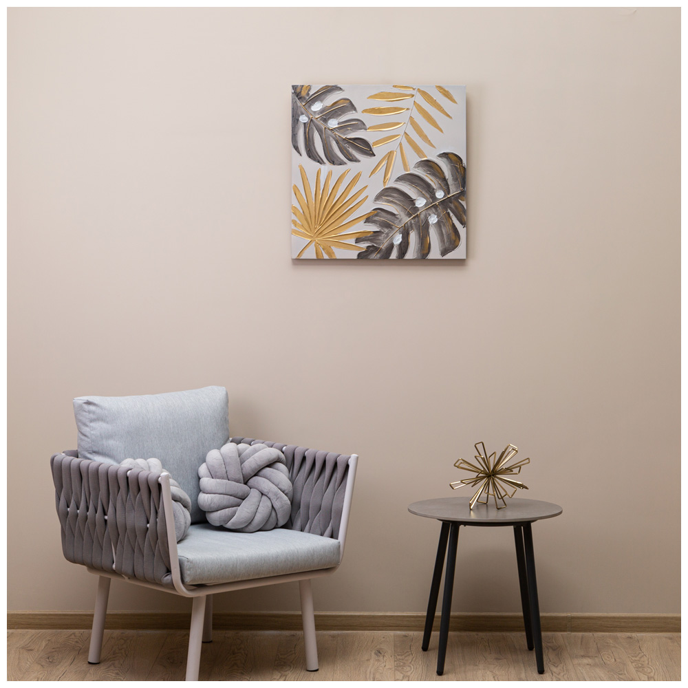 Картина, ЗОЛОТАЯ МОНСТЕРА, 60Х60Х3 см