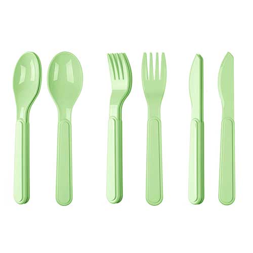 Столовые приборы Homver 222136218/08, в комплекте: вилка, ложка, нож, зеленый, 6 шт