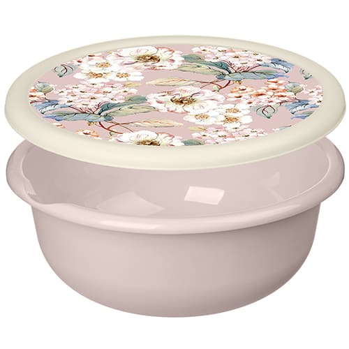 Миска с крышкой 3.2 л Homver Modena 221160327/06, с декором, бежевая