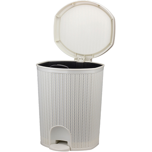Контейнер для мусора 18 л IDEA ВЯЗАНИЕ М 2476, с педалью, белый ротанг