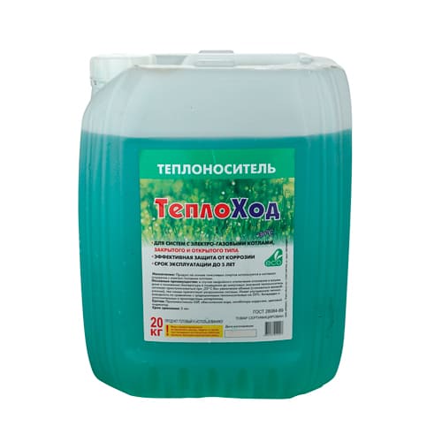 Теплоноситель для систем отопления Теплоход -30 20кг ЗЕЛЁНЫЙ, без запаха, пропиленгликоль, 1/1