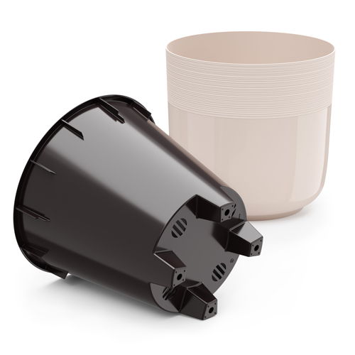 Горшок для цветов Линель 4,5л двойной, бежевый, 1/12