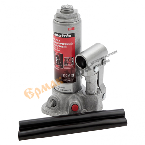 Домкрат гидравлический бутылочный, 2 т, h подъема 181–345 мм// Matrix	, 1/6