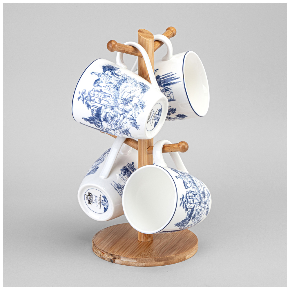 НАБОР КРУЖЕК LEFARD, NOVEL, НА ДЕРЕВ. ПОДСТАВКЕ 4 ШТ. 380 МЛ, КОР=6НАБ.