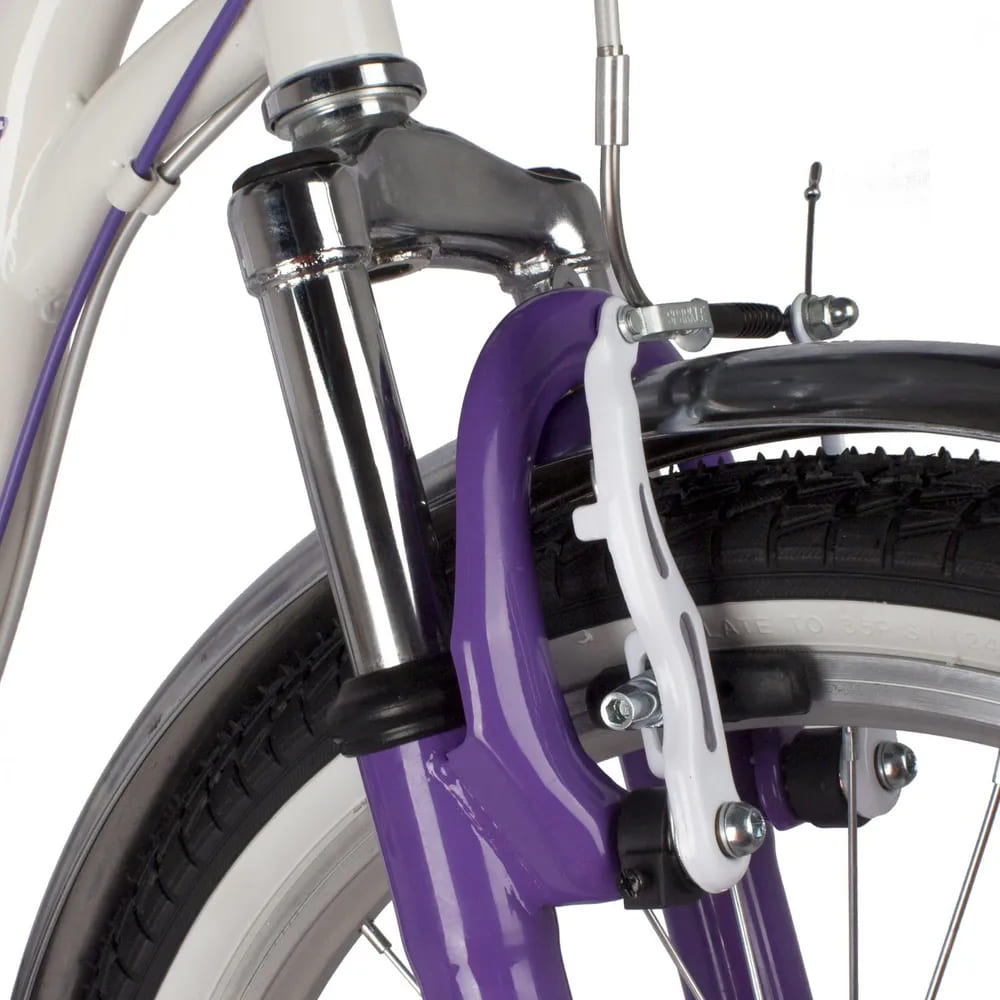 Велосипед NOVATRACK 20" BUTTERFLY сталь, белый-фиолет., 6-скор, TY21/RS35/SG-6SI, V-brake, багажник