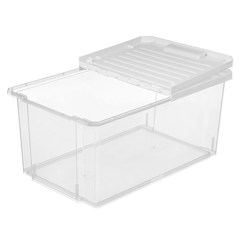 Ящик для хранения 12 л Homver Rambai 221304921/03, 402х250х185 мм, с откидной крышкой, светло-серый