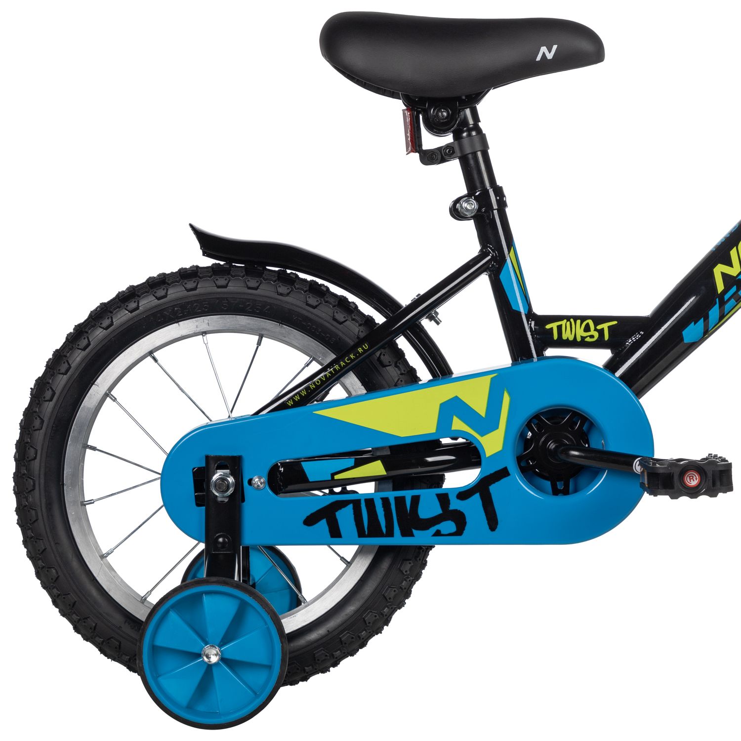 Велосипед NOVATRACK 14, TWIST черный, тормоз нож, крылья корот, полная защ.цепи