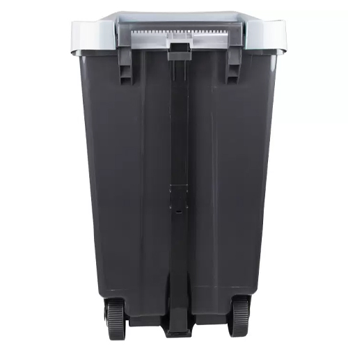 Бак для мусора 110л с педалью на колесах, серый, 1/1
