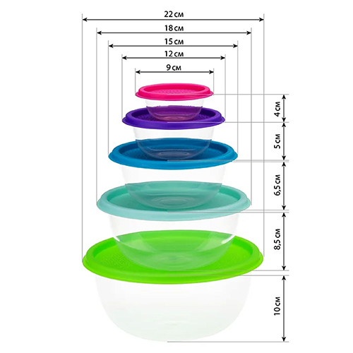 Набор мисок IDEA РАДУГА М 1308, микс разноцветный, 5 шт