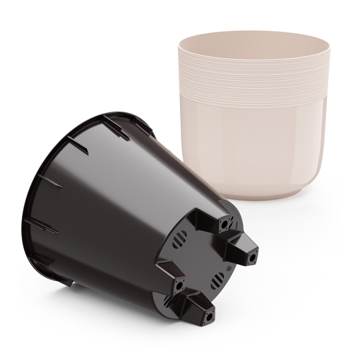 Горшок для цветов Линель 2,7л двойной, бежевый, 1/10