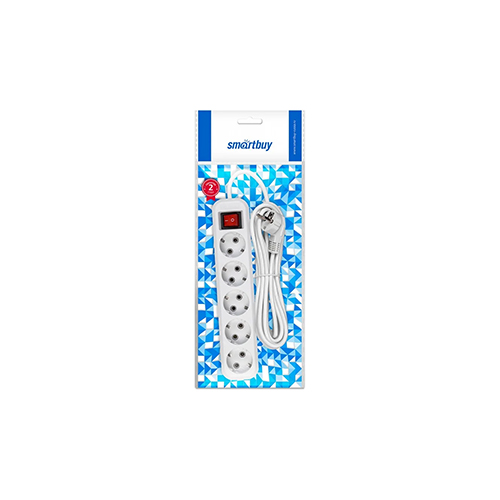 Удлинитель 5-местн 5 м с заземлением Smartbuy 16А/3,5кВт ПВС 3х1 мм², 1/