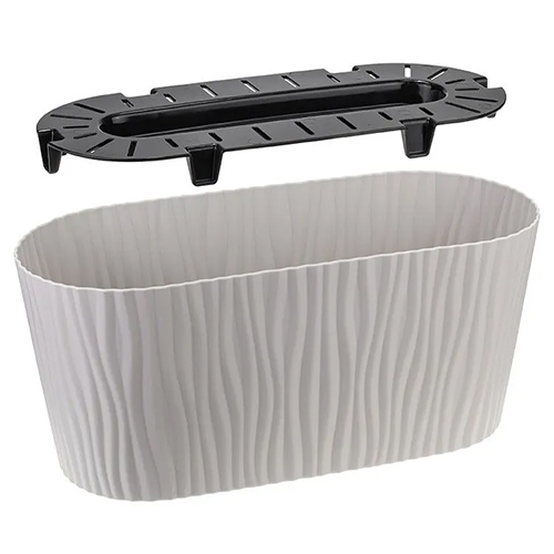 Горшок для цветов Волна 4,2 л с вкладышем овальный, белый, 1/9