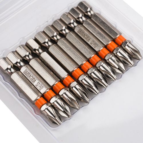 Биты PH2 50мм Барракуда сталь S2, цена за 10шт, с магн. наконечником, 1/20/200