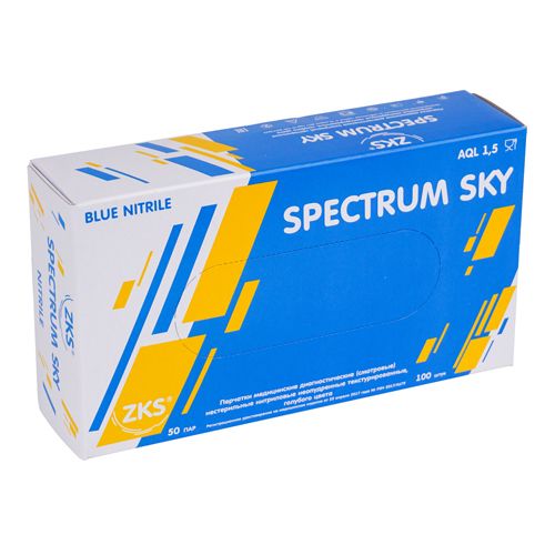 Перчатки нитриловые голубые SPECTRUM SKY M, 50пар/100шт, 50/