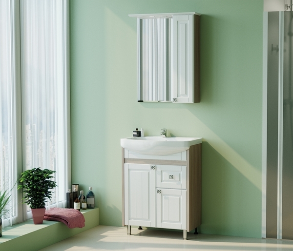 Зеркальный шкаф, ВЕРСАЛЬ-62, белое дерево левый с подсветкой, ПВХ