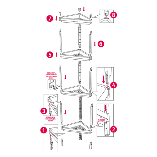 Этажерка треугольная IDEA М 2707, 4 секции, белая