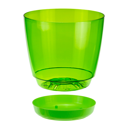 Кашпо 1.5 л IDEA ОРХИДЕЯ М 3050, 140 мм, с поддоном, зеленый прозрачный