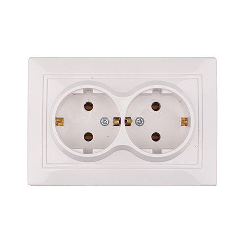 Розетка СП 2-местн с/з 16А Smartbuy 250В белая, SBE-01w-16-S2-Z, Венера, 1/200