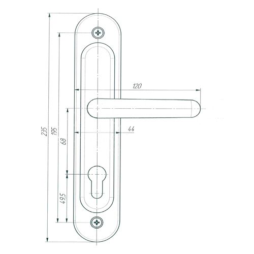 Замок врезной ЗВ4-68. 02 ЛУЧ без МЦ, черный