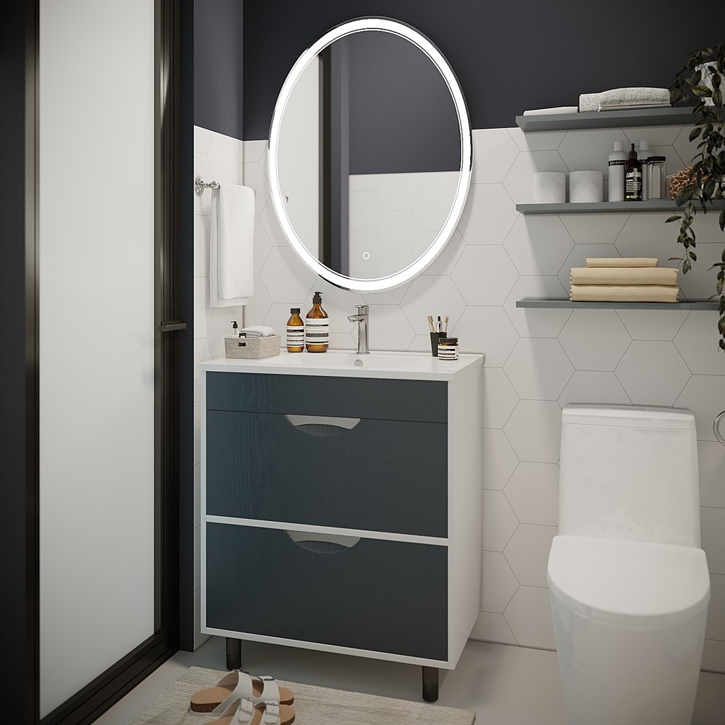 Тумба д/ванной, Байкал-75,  ОТДЕЛЬНО ПРИОБРЕТАЕТСЯ РАКОВИНА под раковину Quadro-75, Sanita Luxe, ПВХ, раковина в комплект не входит