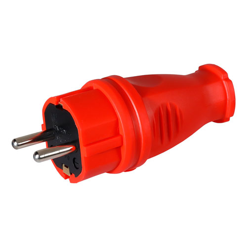 Вилка прямая каучуковая 230В, 2P+PE, 16A, IP44, красная Smartbuy, SBE-16-P07-Rr, 1/20/200