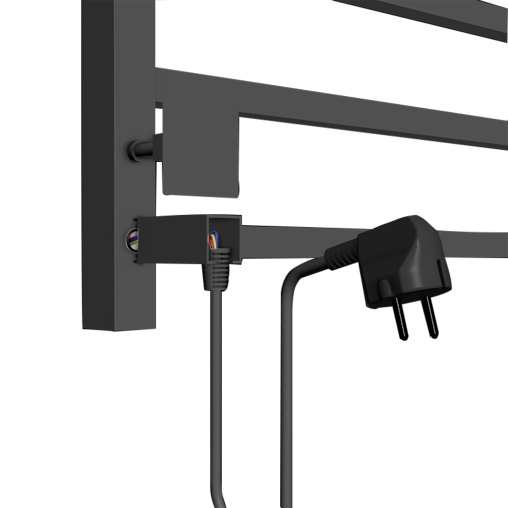 Полотенцесушитель MIXLINE FORTUNE 80х40, таймер, 372 Вт, 8 перекладин электрический ЧЕРНЫЙ