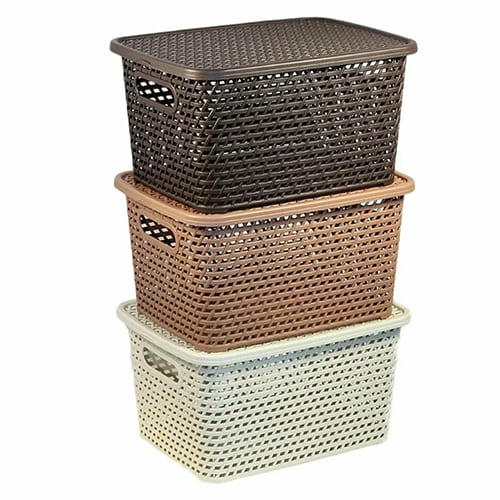 Ящик с крышкой 4 л IDEA РОТАНГ М 2372, 280х185х126 мм, коричневый ротанг