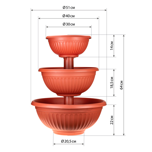 Каскад для цветов IDEA ЛИВИЯ М 3198, терракотовый