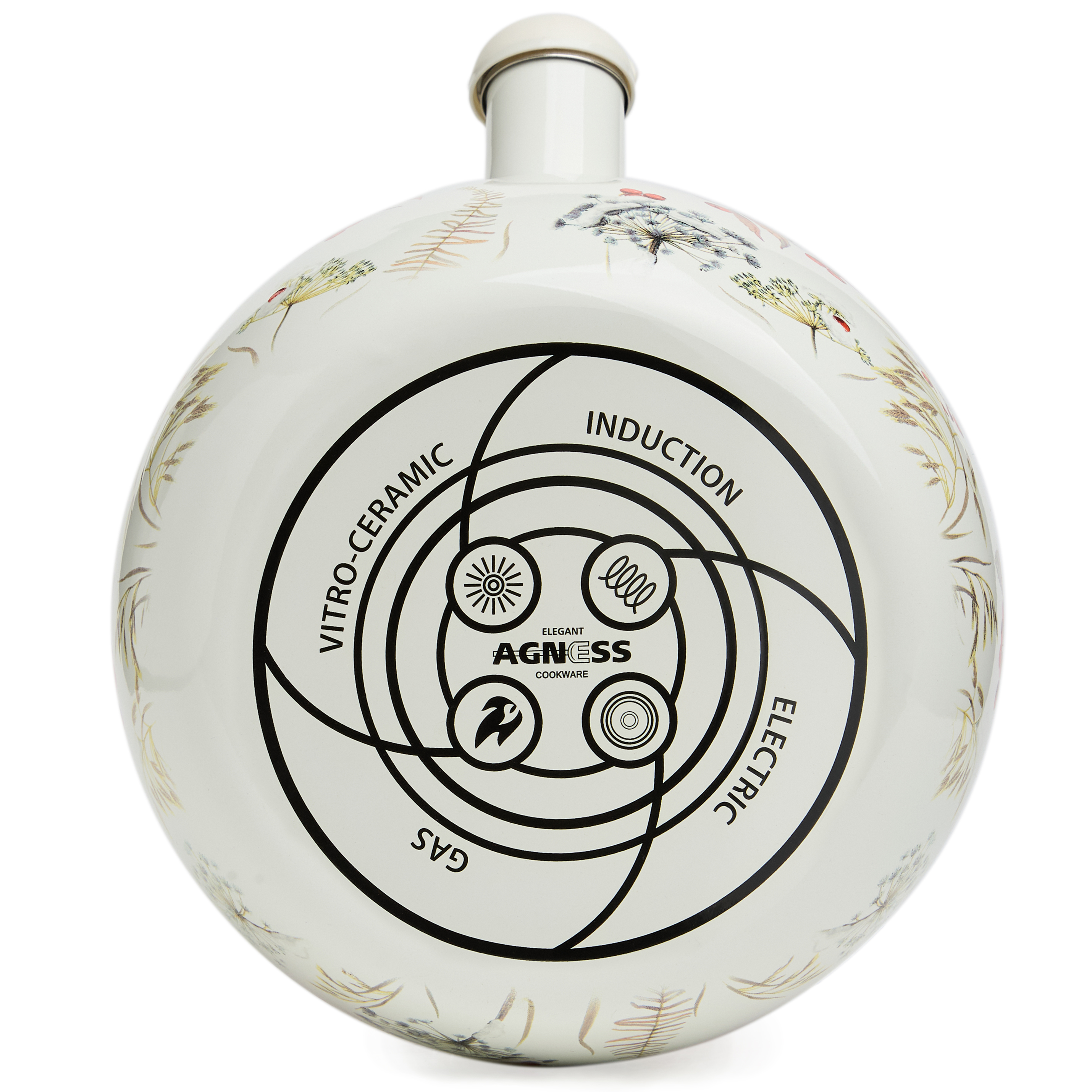 ЧАЙНИК AGNESS ЭМАЛИРОВАННЫЙ СО СВИСТКОМ СЕРИЯ, СНЕГИРИ,  2, 2Л, ИНДУКЦИОННОЕ ДНО