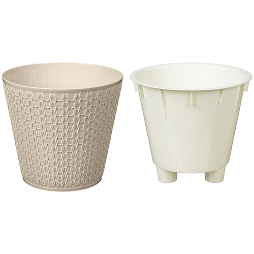 Горшок для цветов 1.6 л Homver Velvet 221602827/01, 160 мм, бежевый