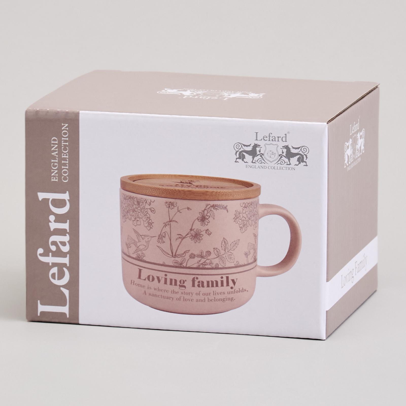 КРУЖКА LEFARD 400МЛ С БАМБУКОВОЙ КРЫШКОЙ, SWEET HOME, 9.6*8CM